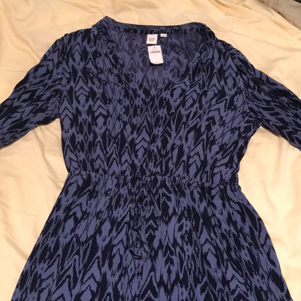 Gap blue pattern long sleeve dress